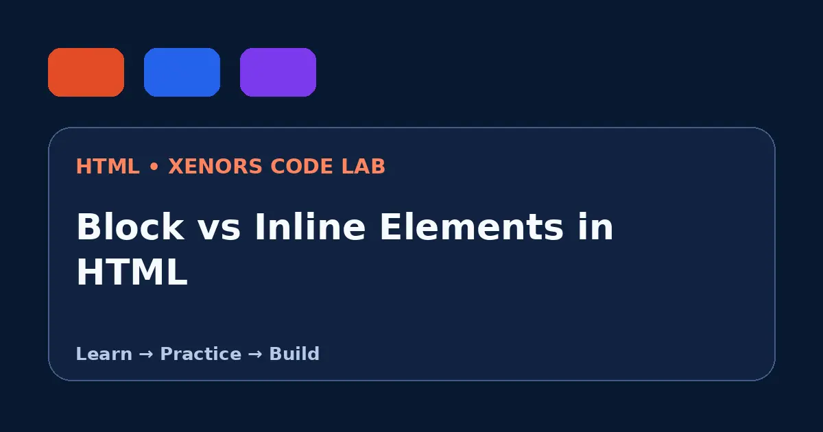 Block vs Inline Elements in HTML visual guide