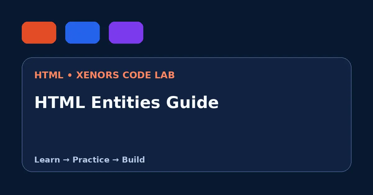 HTML Entities Guide visual guide