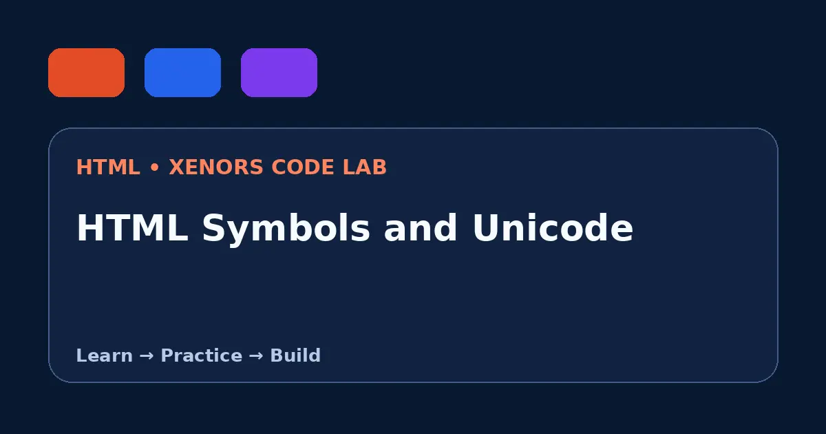 HTML Symbols and Unicode visual guide