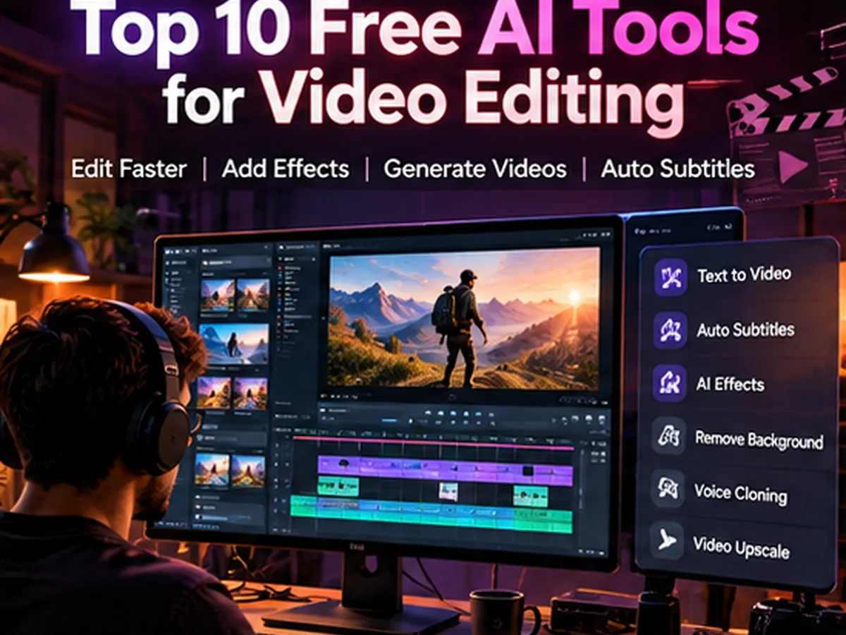 Top 10 Free AI Tools for Video Editing - Xenors AI tools 2027 guide